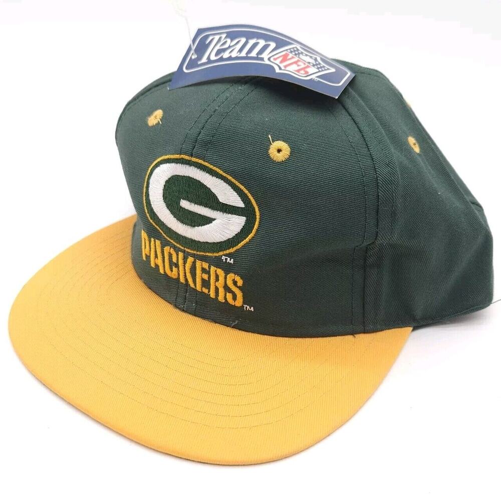 Vintage Green Bay Packers 90's Competitor Logo 7 NFL Snapback Hat‎ Ball Cap NOS